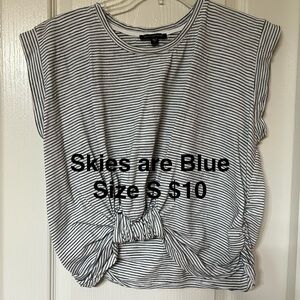 Skies Are Blue Women's Short Sleeve Top - Black and White Stripes